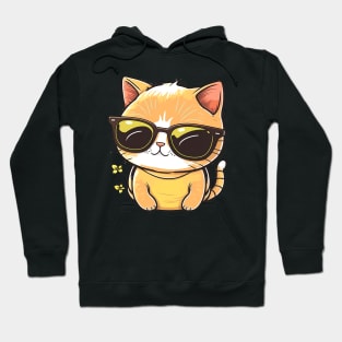 Cute ginger cat wearing sunglasses Hoodie